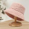 Autumn and winter thermal basin hat retro bucket hat word men and women lamb wool bucket hat