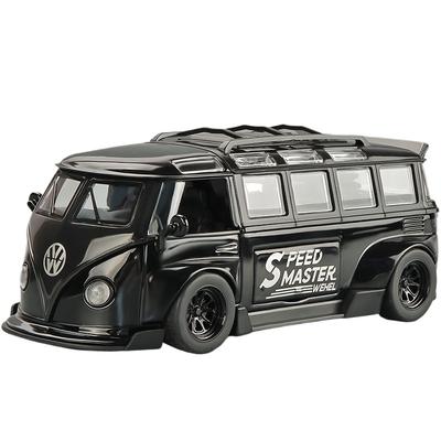 Modèle de Voiture Bus T1 Échelle 1/32 Alliage de Zinc, Sons et Lumières Simulés Jouets pour Enfants, Modèle de Voiture Cadeau de Vacances pour Garçons Ornements