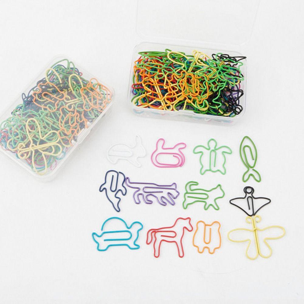 60pcs Plastic-coated Metal Paper Clip 12 Kinds Memo Clips Bookmarks Office Supplies  Office