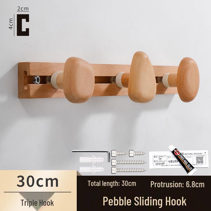 Solid Wood No-Punch Wall-Mounted Coat Hook