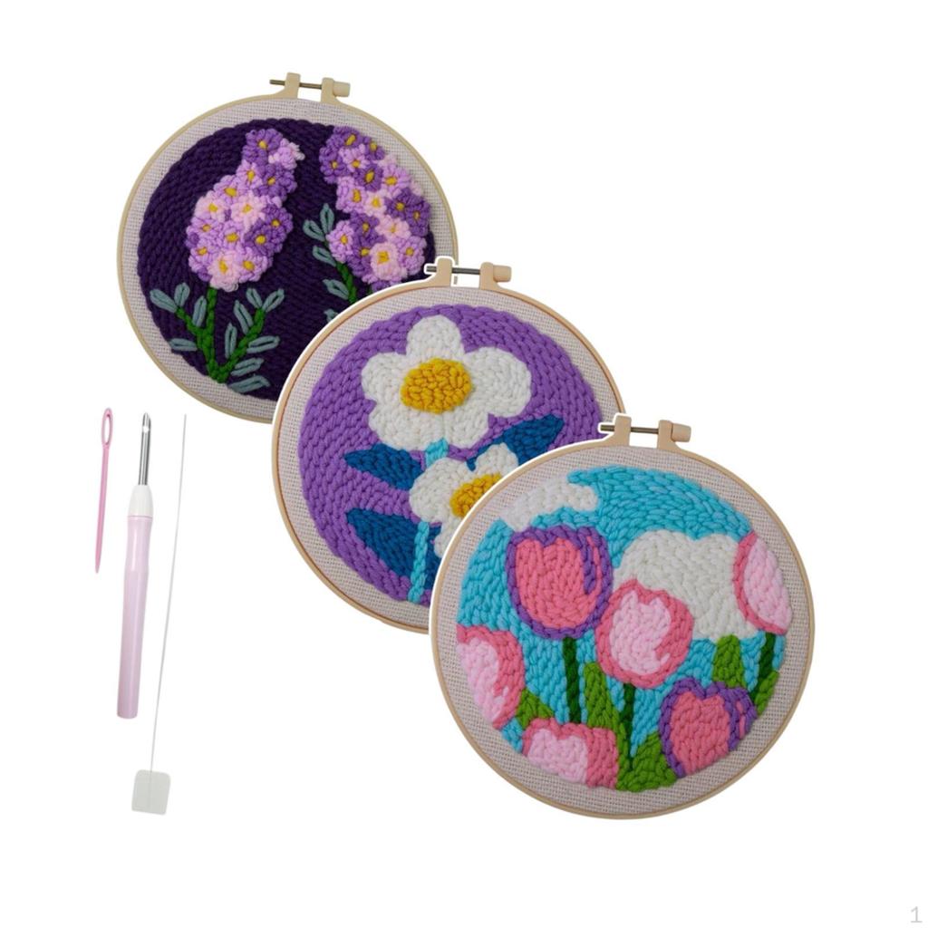 DIY Embroidery Starter Kit Cross Stitch Include Instructions Rug Hooking Punch Stitching