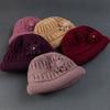 Plush Floral Knitted Bucket Hat Handmade Warm Fisherman Hat Sweet Woolen Hat  Grandma