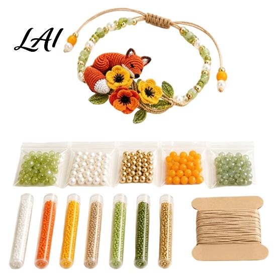 Quiet Time Handcraft Activities DIY Beaded Bracelet Making Kit 3D Hummingbird Butterfly Fox Small Ornament Kit Craft Beginner-Friendly Bead