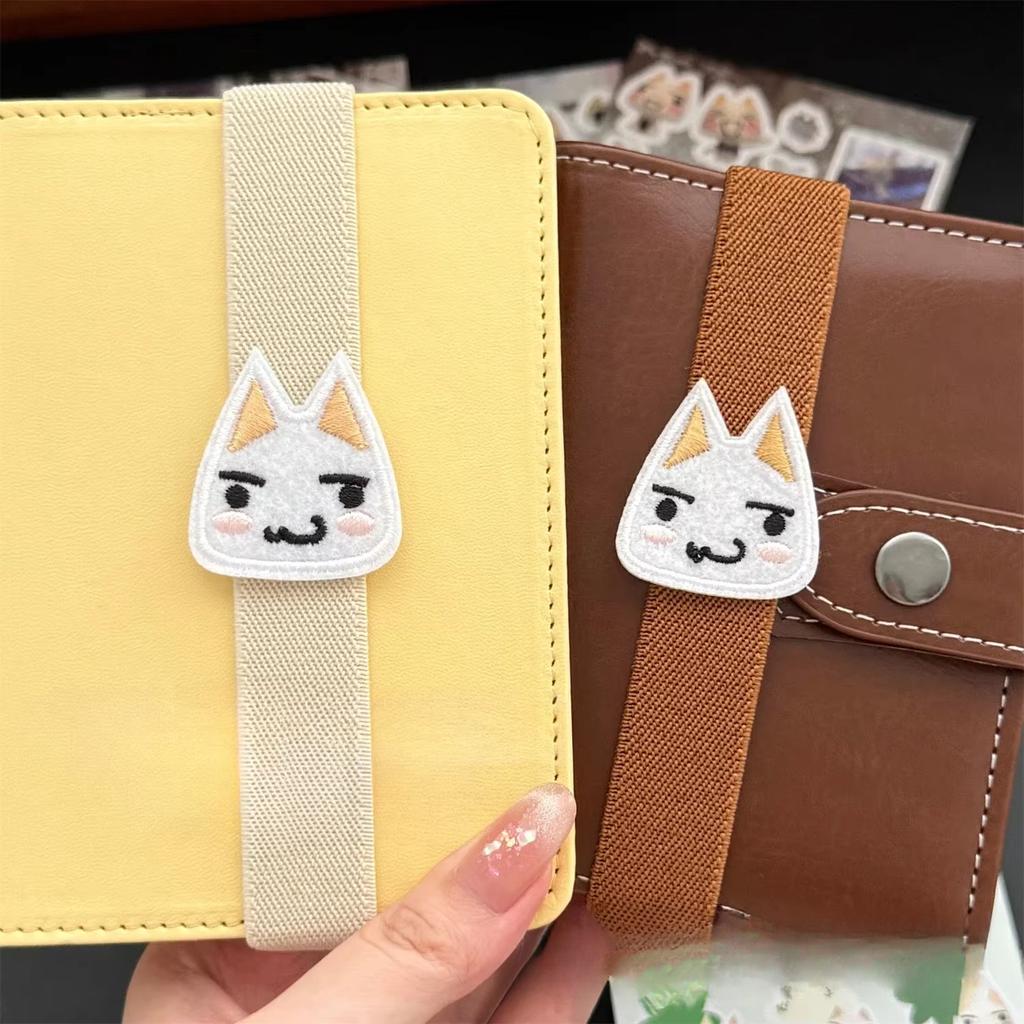 Japansk søt tegneseriekattunge Løsblad Notatbok Elastisk stropp Utklippsbok Journal Bokoppbevaring Elastisk Elastisk bånd bindetau