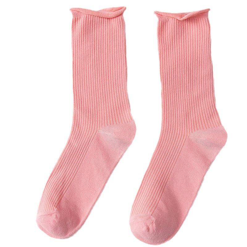 Colorful Women's Mid-Calf Candy Color Cotton Socks - Versatile for Spring and Autumn, Sporty and Over-the-Knee.