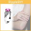 Fashionable Heart Shaped Pink Zircon Crystal Ring With Silver Plated Adjustable Band For Women