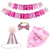 Happy Birthday Pet Holiday Products for Dogs Cats Mascotacs Accessories Party Cosplay Dog Cat Birthday Hat Bandana Bow Tie Set