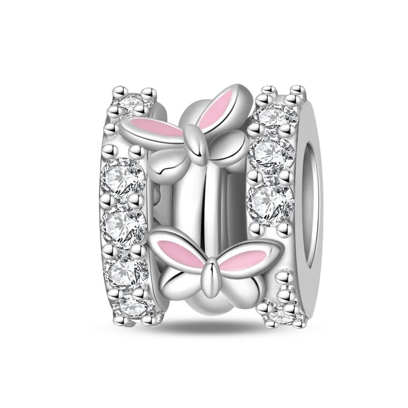 copper Rubiks Cube Pet Cat Charm Pink CZ Bead Charms Dangle Pendant Compatible With Authentic Charm Bead Charms Bracelets Women Do It Yourself Jewell