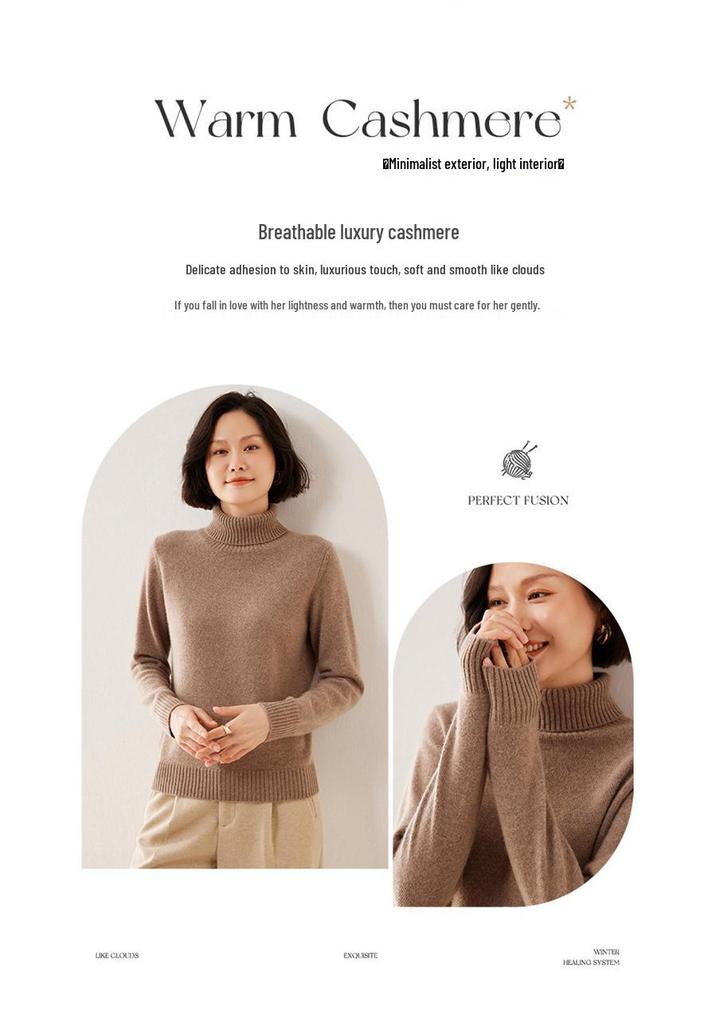 2025 Fall/Winter Cashmere High-Neck Seven-Stitch Thick Slimming Long-Sleeve Knit Base Layer Sweater