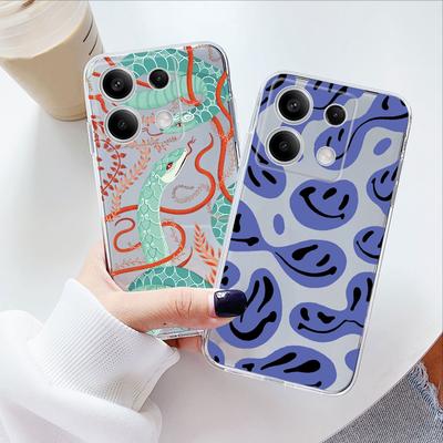 Funda de Silicona Suave Transparente con Estampado de Flores para Teléfono Xiaomi Redmi Note 13 Pro Para Redmi 13C Cubierta Protectora de Goma con Parachoques a Prueba de Golpes para Cámara