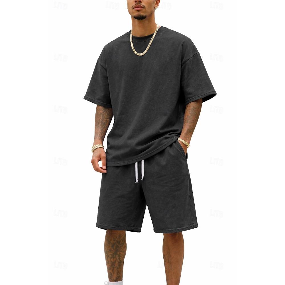 Men's T-shirt set, sports suit, shorts T-shirt set, casual two-piece set, daily wear