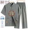 JINJU Men's Traditional Chinese Tang Suit - Short Sleeve Ice Silk Summer Set