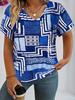 T-Shirt Damen Sommer Freizeit elegant schlicht V-Ausschnitt Kurzarm rotes Karomuster Oberteil locker lässige Kleidung Damen T-Shirt