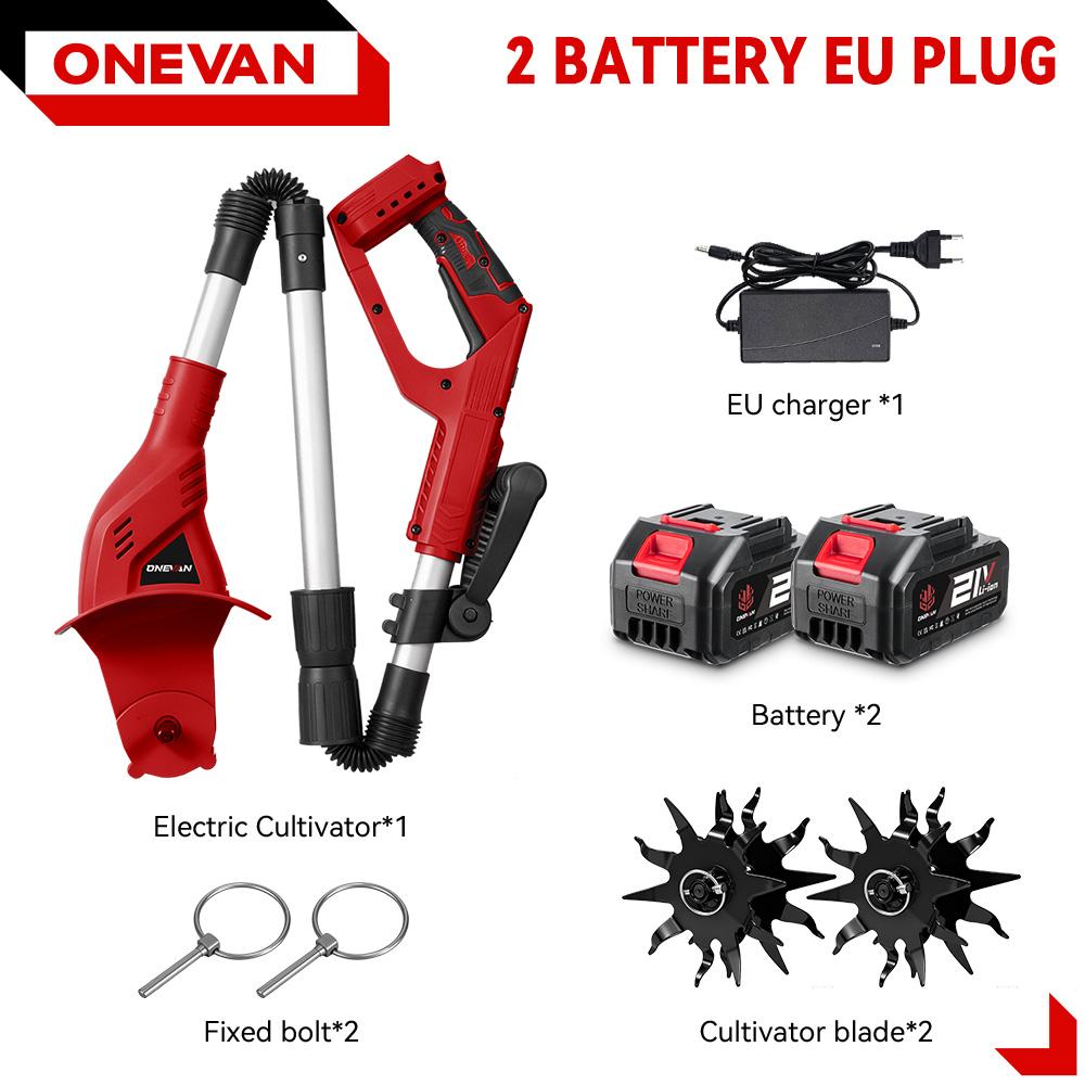 ONEVAN Bürstenloser 1600W Elektrischer Bodenfräse Fräse Kultivator Rasenmäher Akku-Vertikutierer Gartengerät Für Makita Batterie Pin