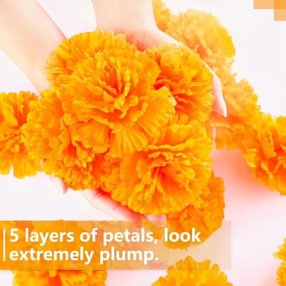 Portable Marigold Artificial Flowers Multifunctional Party Decor Marigold Flower Head Home DIY Craft