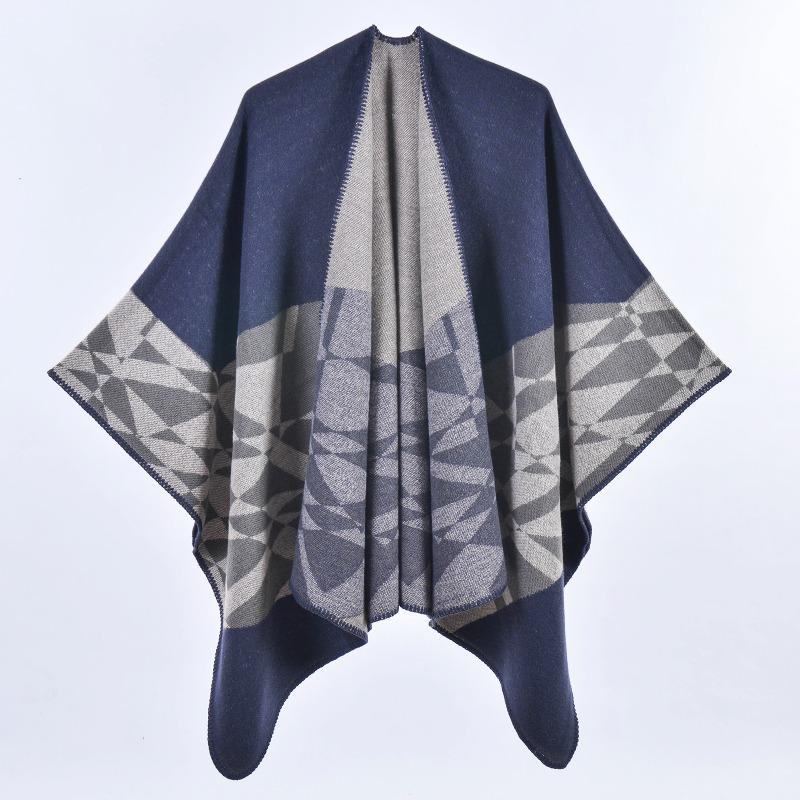 Neuer Herbst- und Winter-Damen-Schal geometrisches Muster Imitation Kaschmir Verdickt Warm Geteilter Umhang Schal E-Commerce-Großhandel