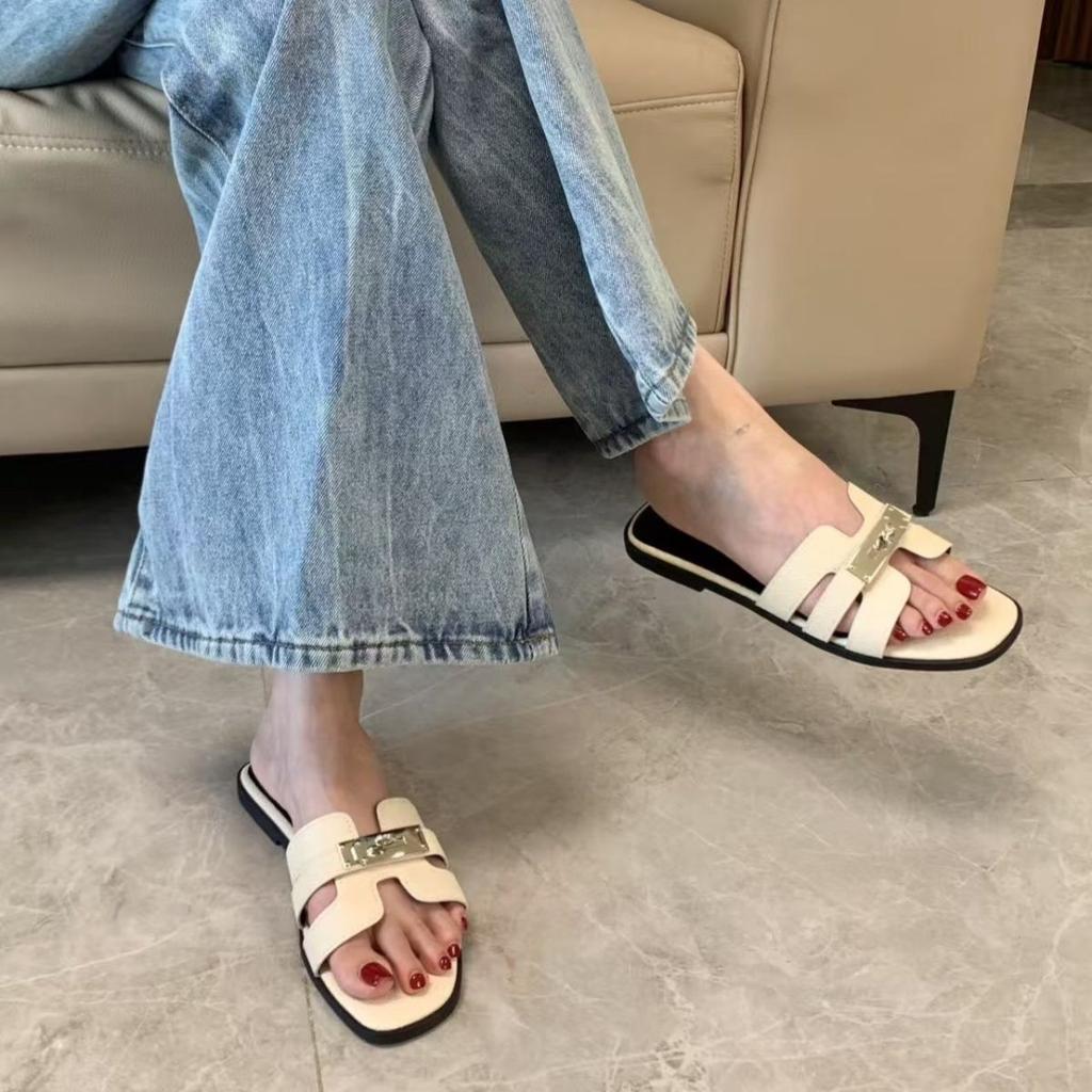Skinny French Slippers Gentle Summer Premium 2025 Lazy Breathable Flat Bottom Slippers Outer Wear Women