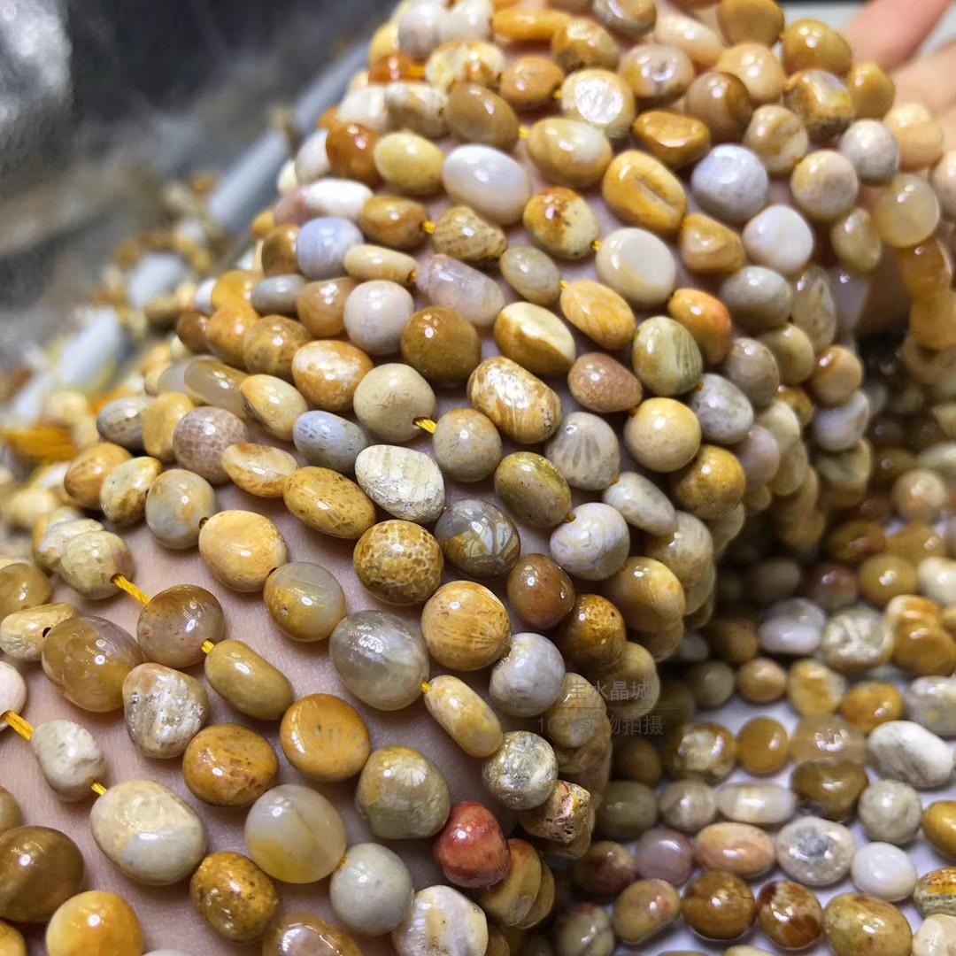 

Natural Morganite Irregular Shaped Semi-Finished Loose Beads Candy-colored irregular large particle strips diy Handmade accessories 8mm A coral on each side