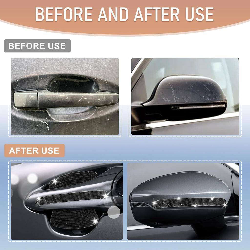 10 PCS Bling Car Door Handle Protector, Shiny Crystal Rhinestone Anti-Scratch Universal Cars Door Handle Protective Cover, Glitter Automotive