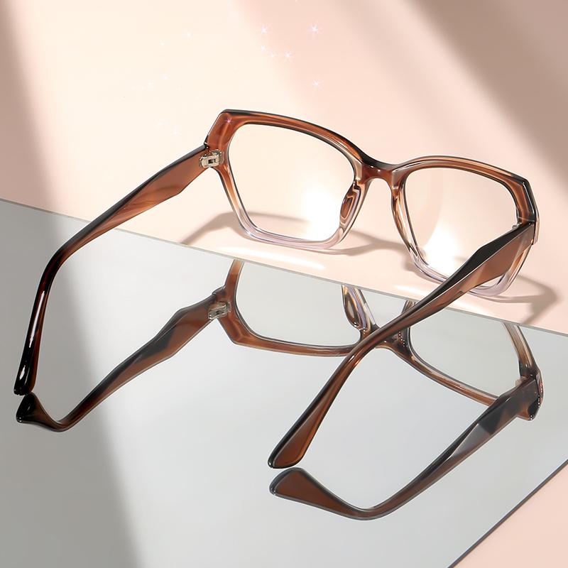 Latest cat-eye type light-colored flat light glasses for daily travel shooting decoration and anti-blue light decoration