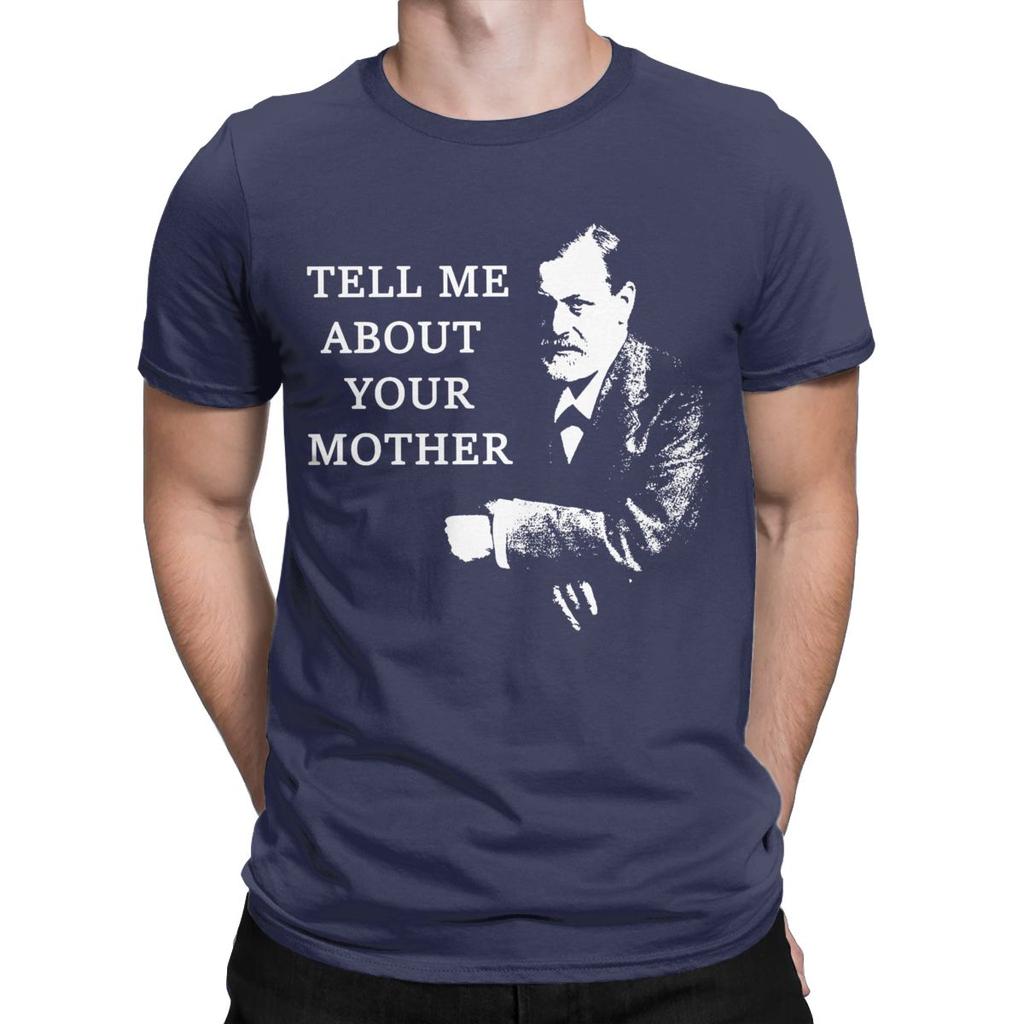 Moda Parlami di tua madre Sigmund Freud T-Shirt Uomo Girocollo Cotone Magliette Manica Corta T-Shirt Taglie Forti Top