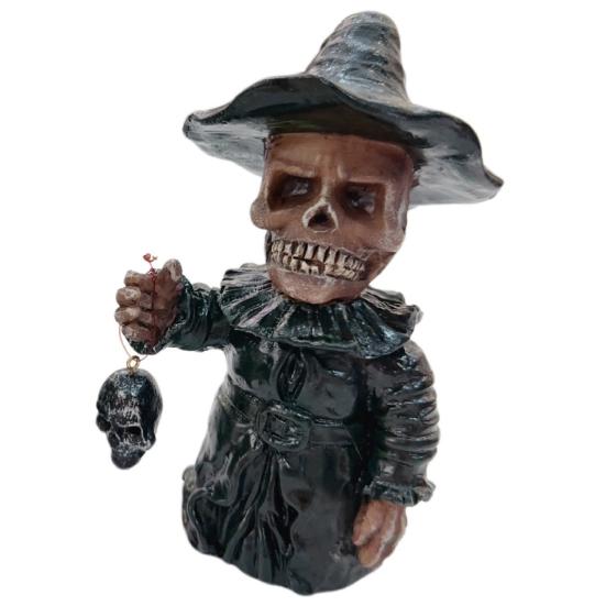 Gothic Skeleton Figurine, Small Resin Skull Statue, Day of The Dead Halloween Decoration for Shelf, Desktop, Office Home Decor