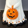 Halloween Ghost Statue Small White Ghost with Pumpkin Figurine Cute Ghost Resin Tabletop Ornament for Indoor Outdoor Halloween Decor