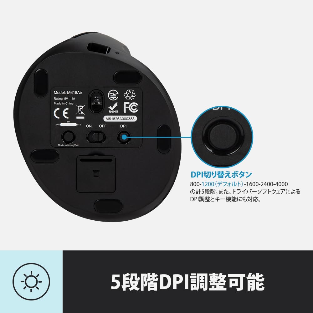 DELUX Ergonomic Wireless Mouse, Small Hand, Lightweight, 84g, Vertical Mouse, 4000 DPI, 2.4GBluetooth 5.2 Dual Mode, Rechargeable, for Carpal Tunnel,