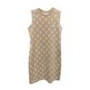 MLB Boston Red Sox All Over Print Logo Casual Round Neck Knit Sleeveless Dress Women Dresses Light-Camel 3FOPM0343-43CAL