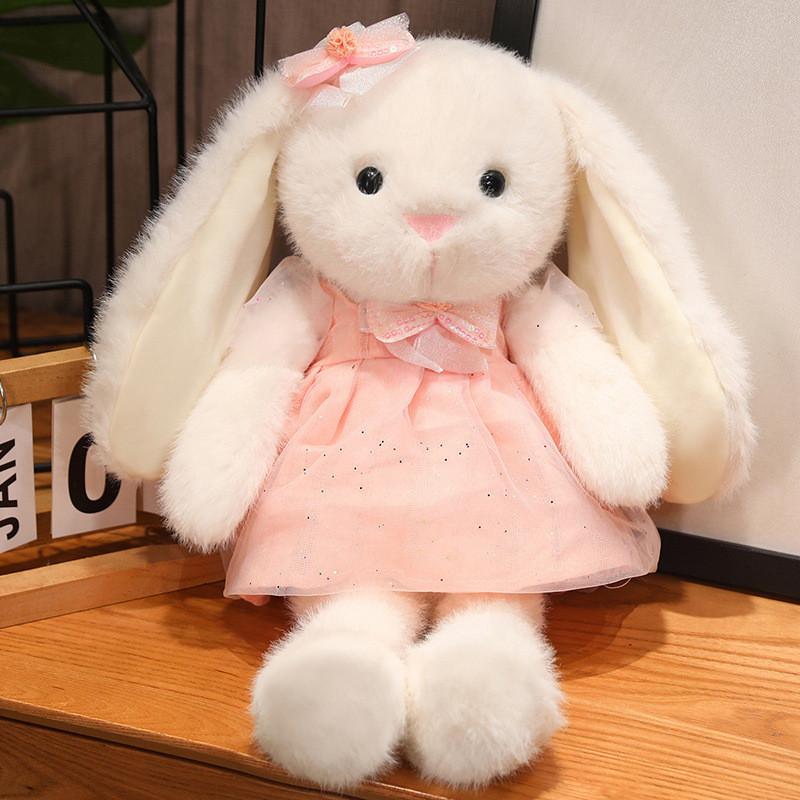 Cartoon Long Cute Ears Rabbit Plush Toy Princess Dress Stuffed Sleep Doll Gift