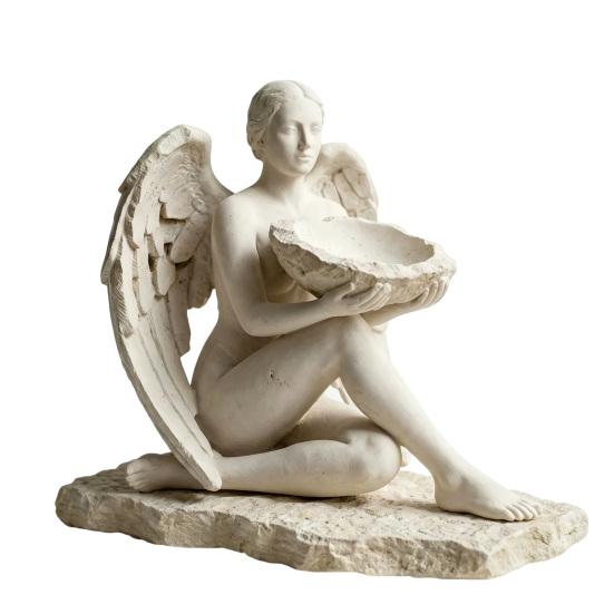Yousheng Goddess Statue Bird Feeder Retro Angel Figurine Garden Bird Feeder Artistic Outdoor Bird Feeder for Patio Backyard Porch C