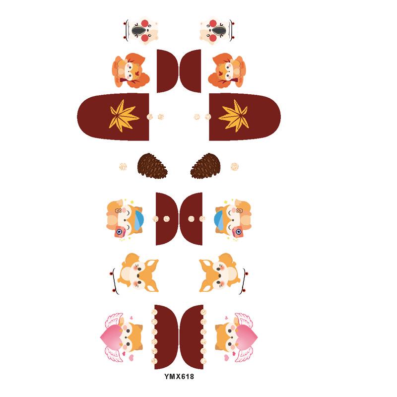 Autumn Maple Leaf Full Cover Waterproof Nail Art Stickers - Japanese Style Floral Design