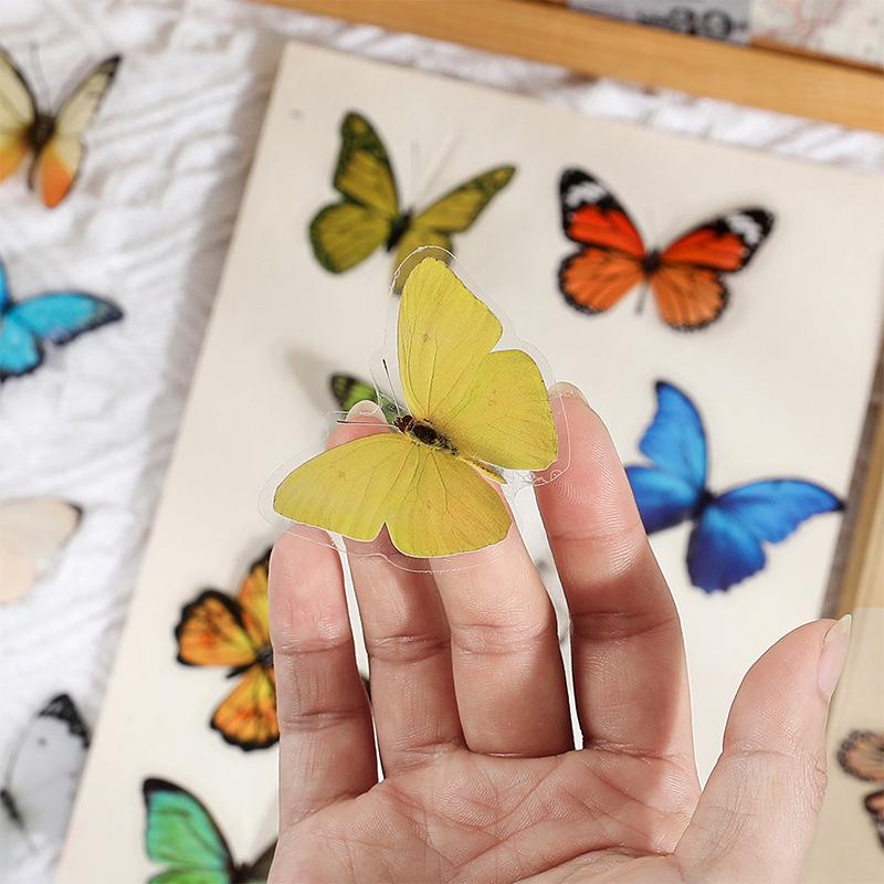 1SET/40PCS PET butterfly sticker DIY hand tent Goo card decorative material children's cartoon water cup sticker hand tent landscaping sticker