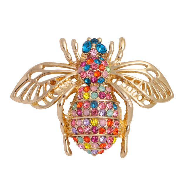 Insect Bee Brooch Enamel Pin Pearl Rhinestone Crystal Corsage Cardigan Coat Collar Brooches For Women Men Jewelry