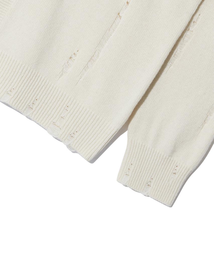 ULKIN Damaged Round Knit Cardigan_Ivory