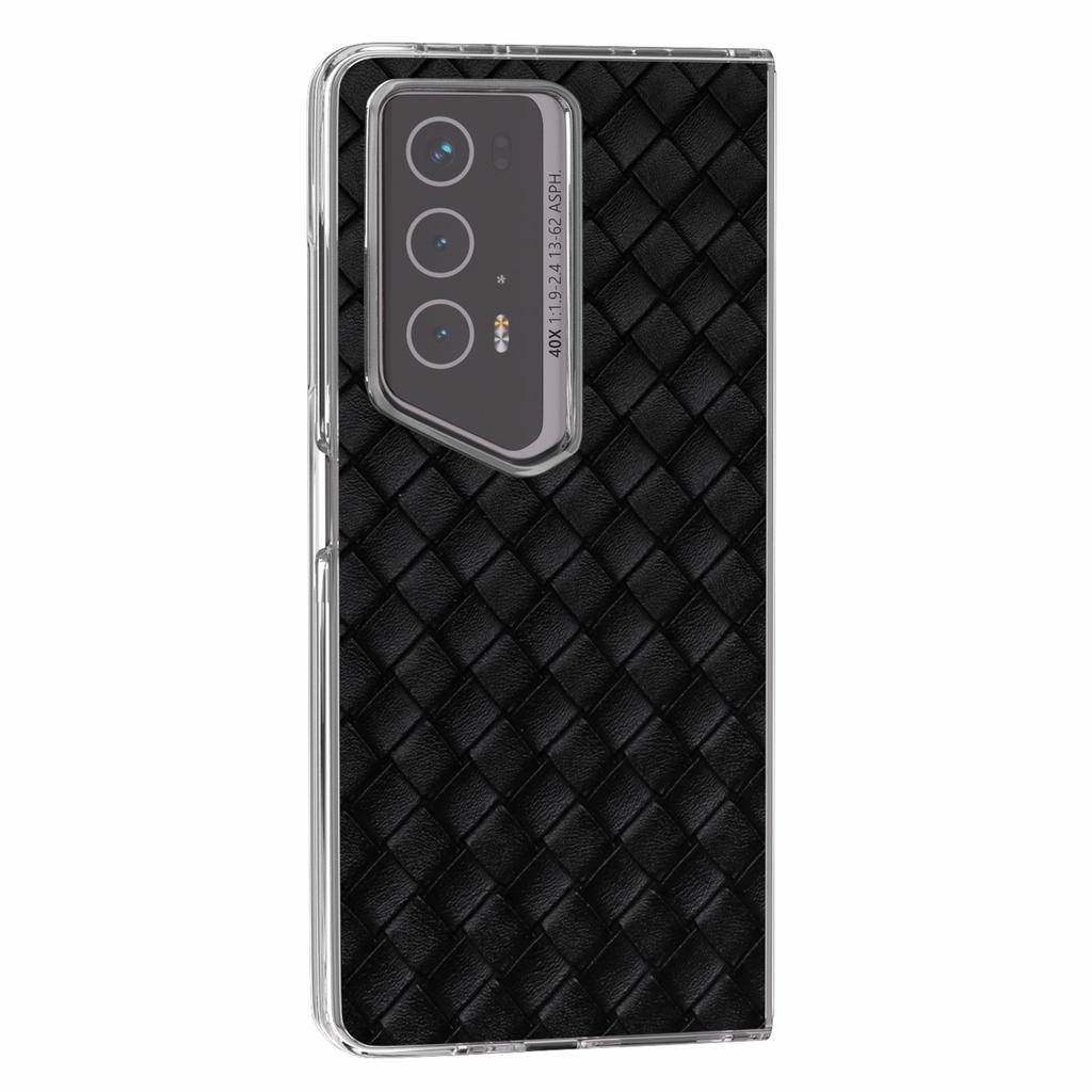 For Honor Magic V2 RSR Porsche Design Case Woven Texture Leather+PC Phone Cover Clear Edge