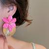 Shell Shape Floral Ear Studs Oil Drip Ear Pendant Orchid Flower Shell Earrings  Summer