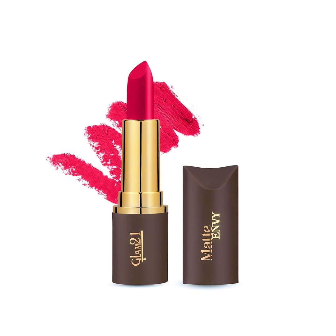 Помада Glam21 Matte Envy | Интенсивный Цвет | Кремовая Текстура | Легкая Помада | Розовая Атака - 3,5 г