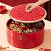 Snack-Servierschale Kunststoff Unterteilt mit Deckel Chinesisches Knotenmuster für Frühlingsfest Nüsse und Rosinen Aufbewahrungsbox