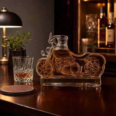 Decanter da Whiskey per Motocicletta Yousheng, Bottiglia da Vino in Vetro Borosilicato con Tappo, Erogatore Creativo di Liquori da 380ml per Arredamento Bar di Casa Regalo