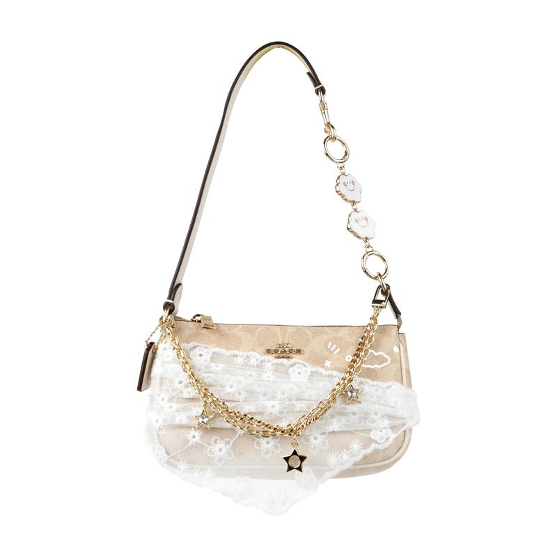 

COACH handbag [Customized bag] Nolita 19 Jiuqi bow bear, classic presbyopia, fashionable White lace trousers basic outfit (bag + dust bag) білий