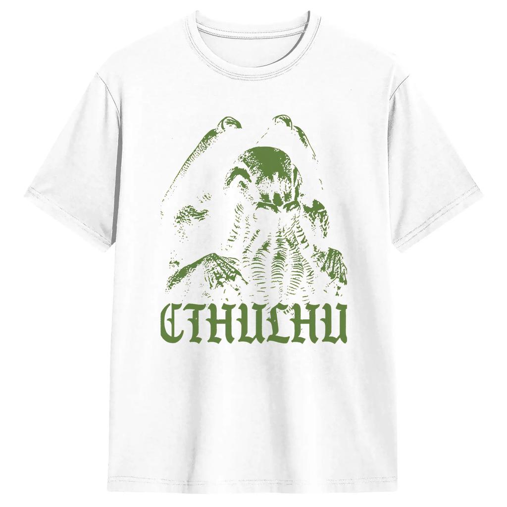 Japanese Cthulhu Sea Creature Artwork TShirt for Unisex Funny Pure Cotton Tees Round Collar Short Sleeve T Shirt Plus Size