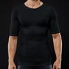 Men's Seamless Sculpting Chest Binder & Waist Trainer with Back Support, Short Sleeve, No-Trace Design in Black or White.
