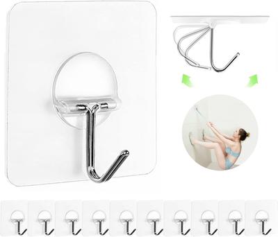 Adhesive Hooks for Hanging Heavy Duty Wall Hooks Self Adhesive Towel Coat Hooks Waterproof Transparent Hooks for Bathroom Shower Kitchen Utility Hook