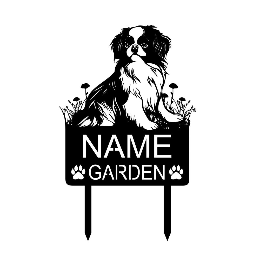 Japanese Chin Dog Memorial Metal Garden Stake Personalized Pet Grave Marker Sign