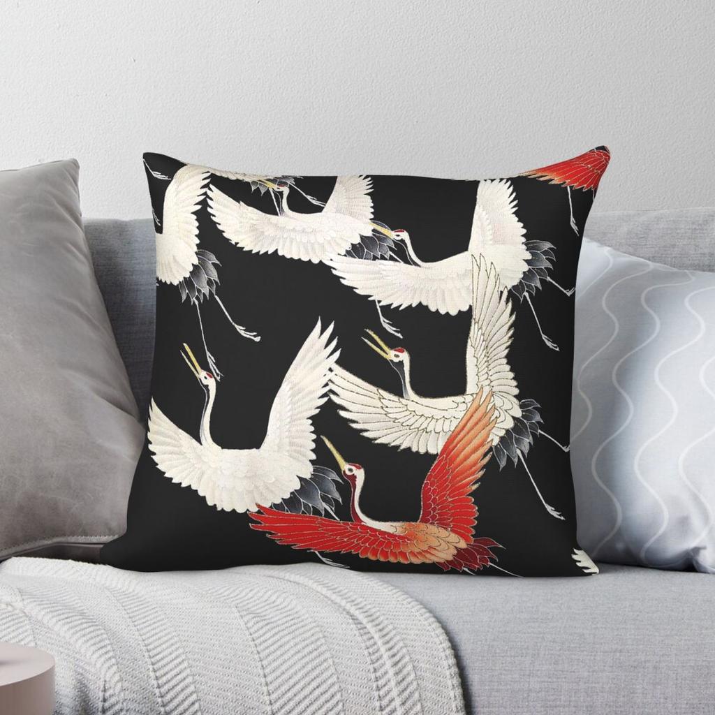 Myriad Flying Cranes In A Furisode Square Pillowcase Polyester Linen Velvet Printed Zip Decorative Sofa Seater Cushion Cover