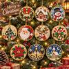 Ornamenti di Natale in Legno, Kit per Pittura con Perle Fai da Te per Adulti, Kit per Diamond Painting di Natale per Adulti, 10 Disegni in Legno con Corda di Canapa