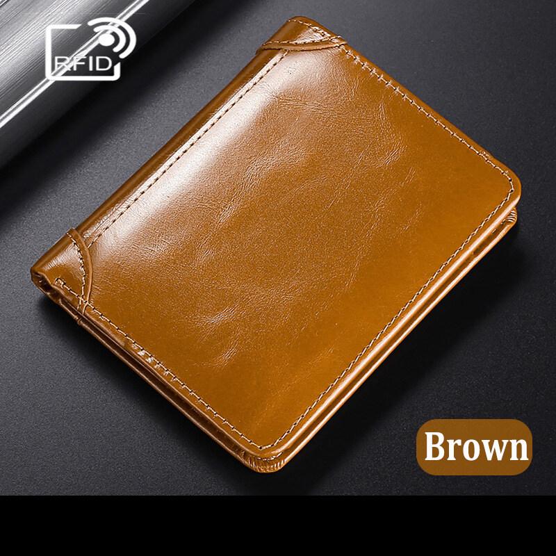 

Мужские кошельки из натуральной кожи, мужской кошелек, кредитные визитницы, винтажный коричневый кошелек из воловьей кожи, масляный воск коричневый