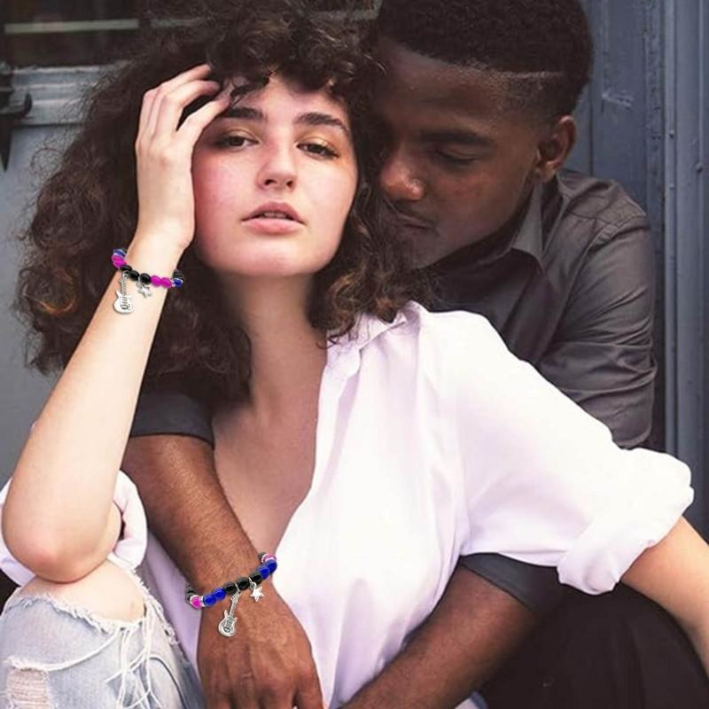 Star Guitar Y2k Cool Girl Acrylic Beads Guitar Five-pointed Star Stacked Bracelets Couple Ins Niche Pentagrams Bracelets