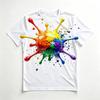 Herren Crew Neck 3D-Druck T-Shirt, Bunte Regenbogen Farbspritzer Grafik Lässiges Kurzarm-Tee